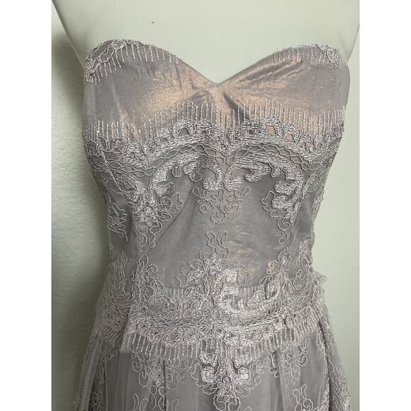 Cachet Dress Midi Strapless Embroidered Cocktail - Picture 3 of 12